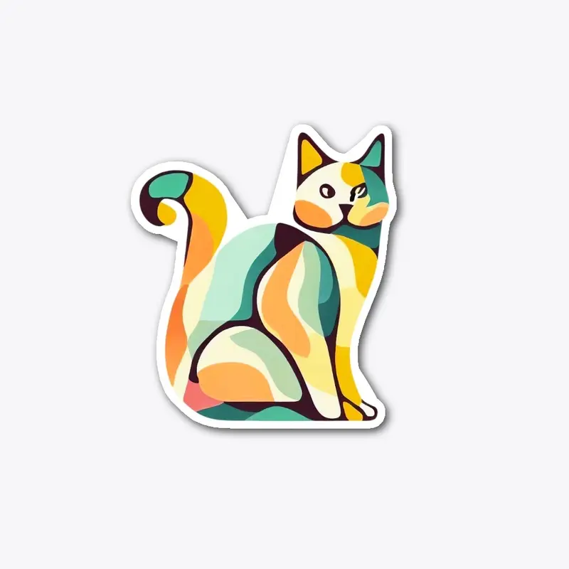 multicolor cat sticker