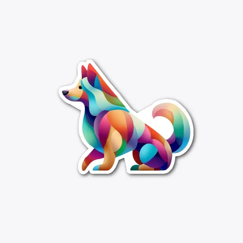 multicolor dog sticker